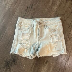 American Eagle Outfitters Light Blue Ripped Jean Shorts